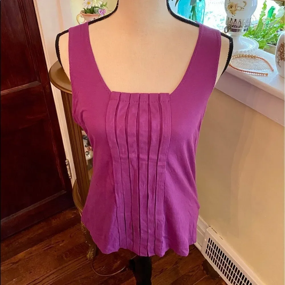 *Tory Burch* Pleated Cotton Tank Sz S EUC
